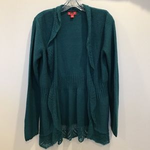 teal cardigan